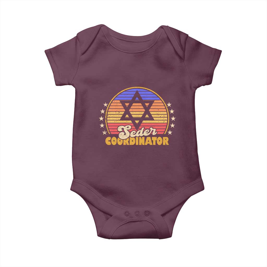 Funny Passover Baby Onesie Seder Coordinator Jewish Passover Leader TS02 Maroon Print Your Wear