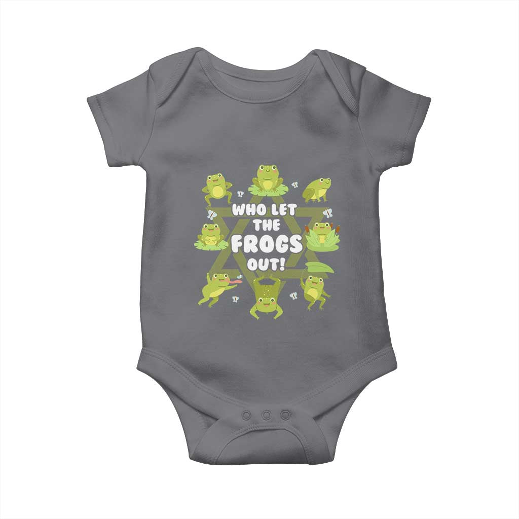 Funny Passover Baby Onesie Who Let the Frogs Out Jewish Seder Fami TS02 Charcoal Print Your Wear