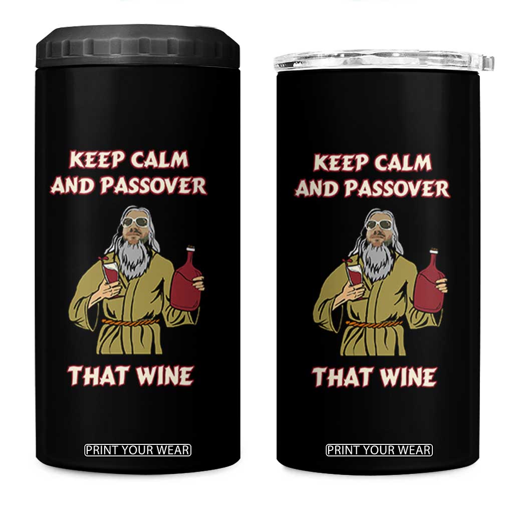 Funny Passover Drinking 4 in 1 Can Cooler Tumbler Keep Calm And Passover That Wine Jewish TS02 One Size: 16 oz Black Print Your Wear