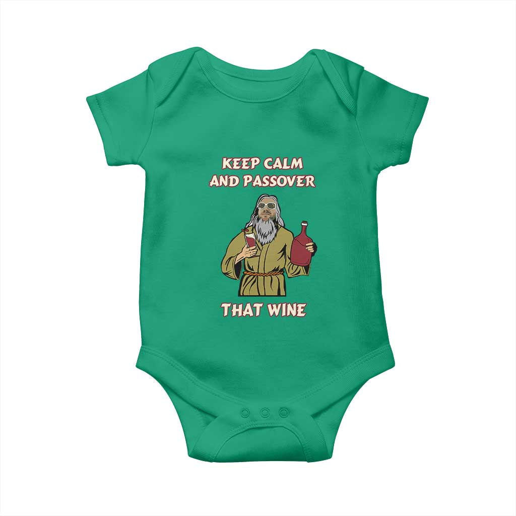 Funny Passover Drinking Baby Onesie Keep Calm And Passover That Wine Jewish TS02 Irish Green Print Your Wear