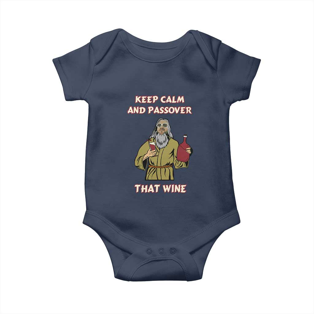 Funny Passover Drinking Baby Onesie Keep Calm And Passover That Wine Jewish TS02 Navy Print Your Wear