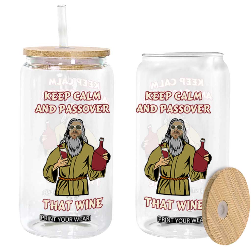Funny Passover Drinking Glass Can Keep Calm And Passover That Wine Jewish TS02 Black Print Your Wear