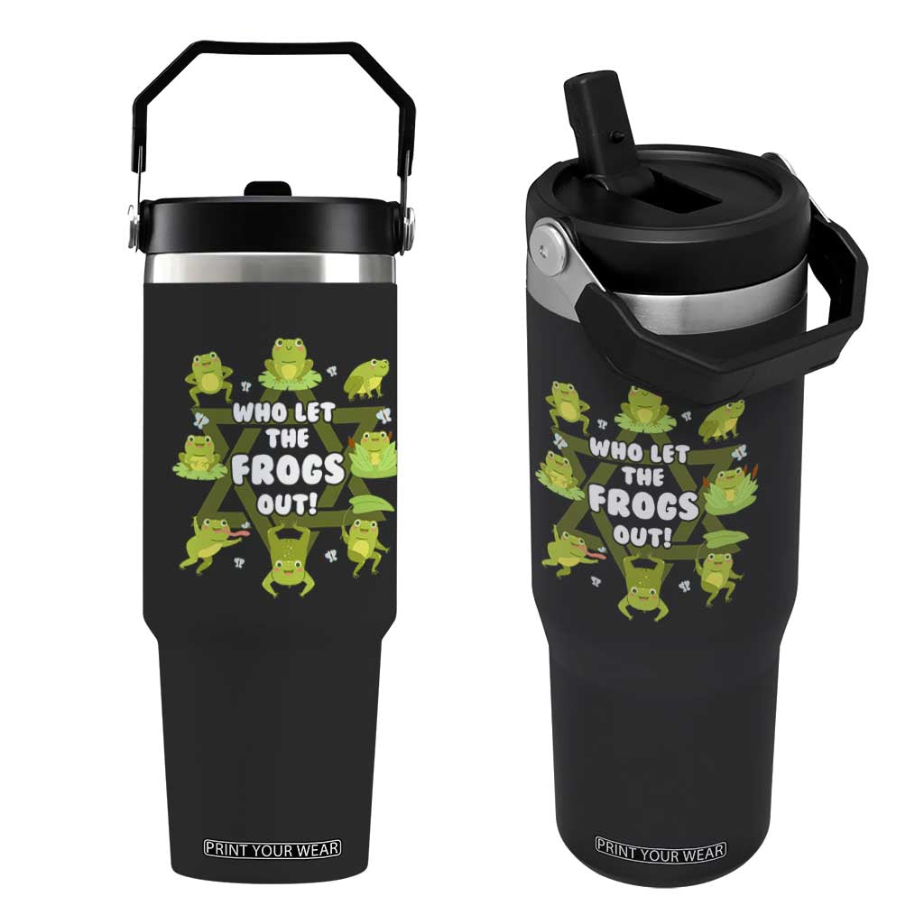 Funny Passover Flip Straw Tumbler Who Let the Frogs Out Jewish Seder Fami TS02 One Size: 30 oz Black Print Your Wear