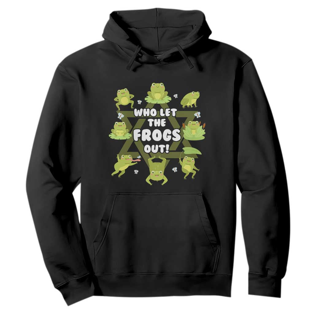 Funny Passover Hoodie Who Let the Frogs Out Jewish Seder Fami TS02 Black Print Your Wear