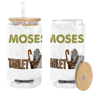 Funny Passover Jewish Tech Pun Glass Can Moses First Man with a Tablet Who Downloaded Data from the Cloud TS02 Black Print Your Wear