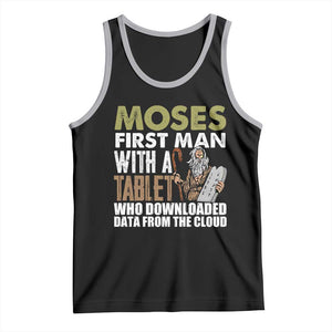 Funny Passover Jewish Tech Pun Tank Top Moses First Man with a Tablet Who Downloaded Data from the Cloud TS02 Black Athletic Heather Print Your Wear