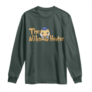 Funny Passover Long Sleeve Shirt Afikoman Hunter Jewish Family Seder Matzah TS02 Dark Forest Green Print Your Wear