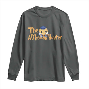 Funny Passover Long Sleeve Shirt Afikoman Hunter Jewish Family Seder Matzah TS02 Dark Heather Print Your Wear