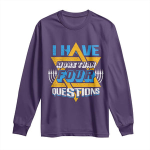 Funny Passover Long Sleeve Shirt Funny I Have More Than Four Questions Passover Kids TS02 Purple Print Your Wear