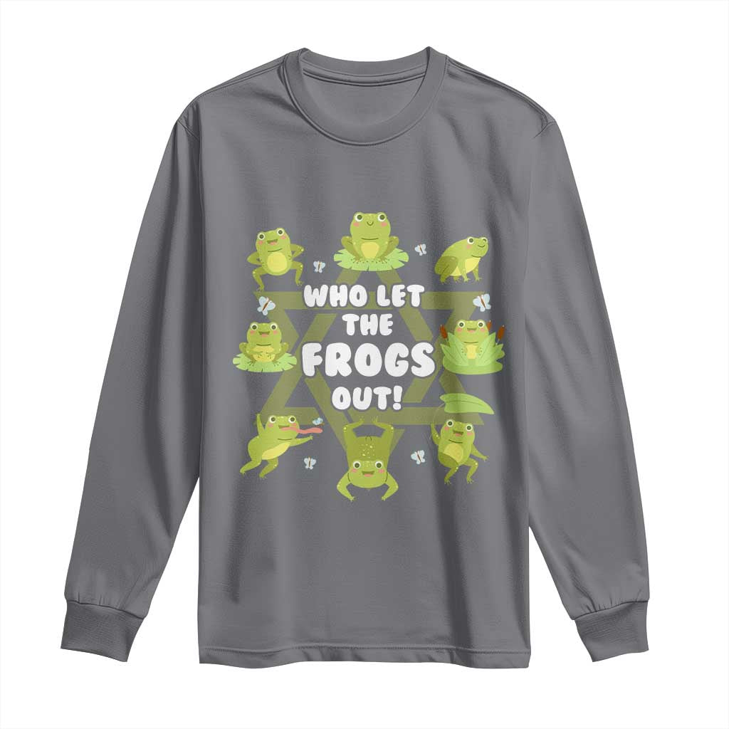 Funny Passover Long Sleeve Shirt Who Let the Frogs Out Jewish Seder Fami TS02 Charcoal Print Your Wear