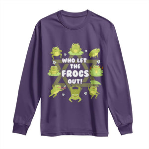 Funny Passover Long Sleeve Shirt Who Let the Frogs Out Jewish Seder Fami TS02 Purple Print Your Wear