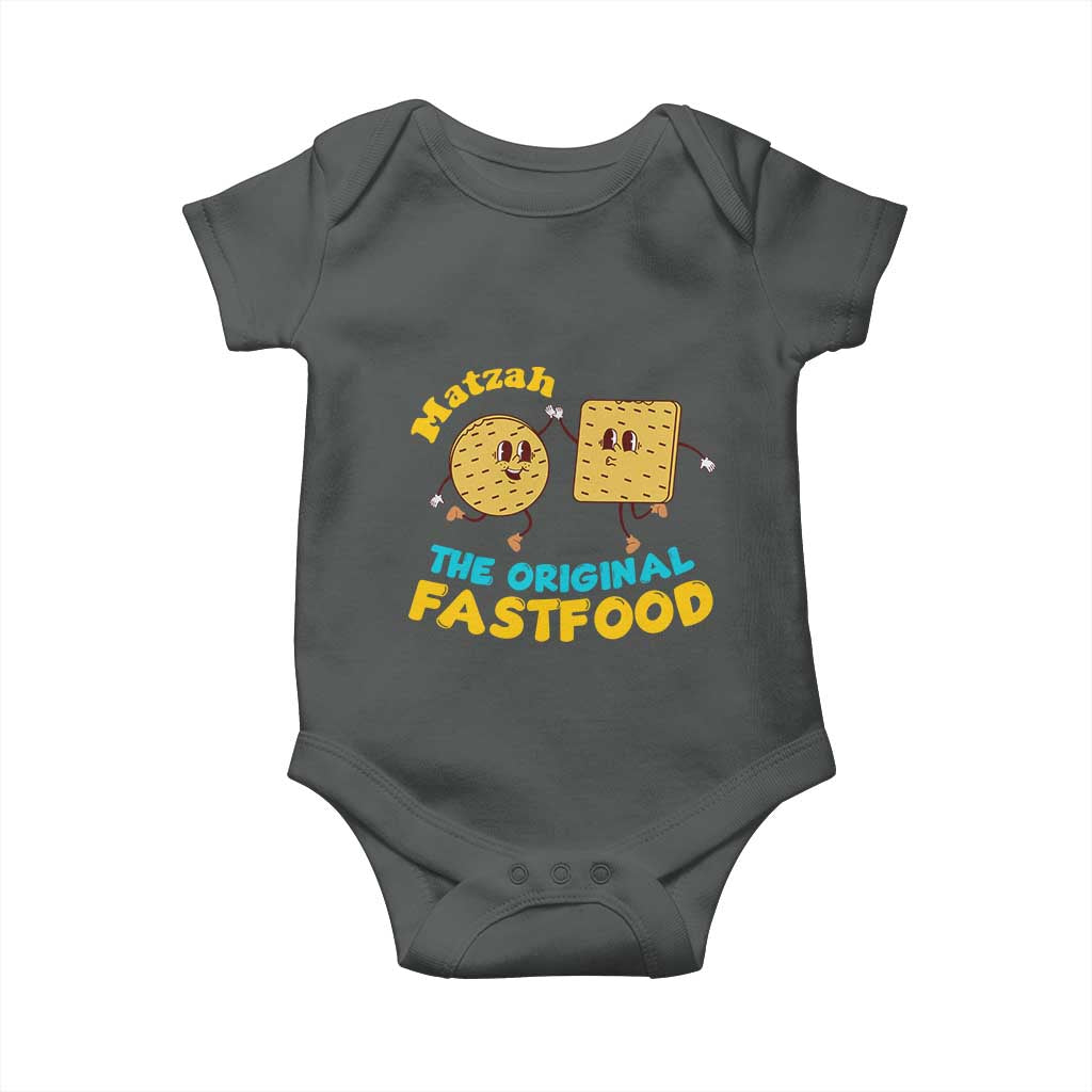 Funny Passover Matzah Baby Onesie The Original Fast Food Seder Jewish TS02 Dark Heather Print Your Wear