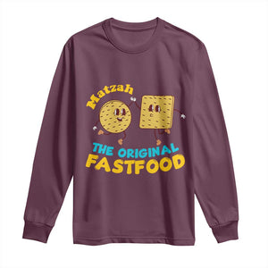 Funny Passover Matzah Long Sleeve Shirt The Original Fast Food Seder Jewish TS02 Maroon Print Your Wear