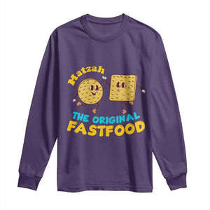 Funny Passover Matzah Long Sleeve Shirt The Original Fast Food Seder Jewish TS02 Purple Print Your Wear