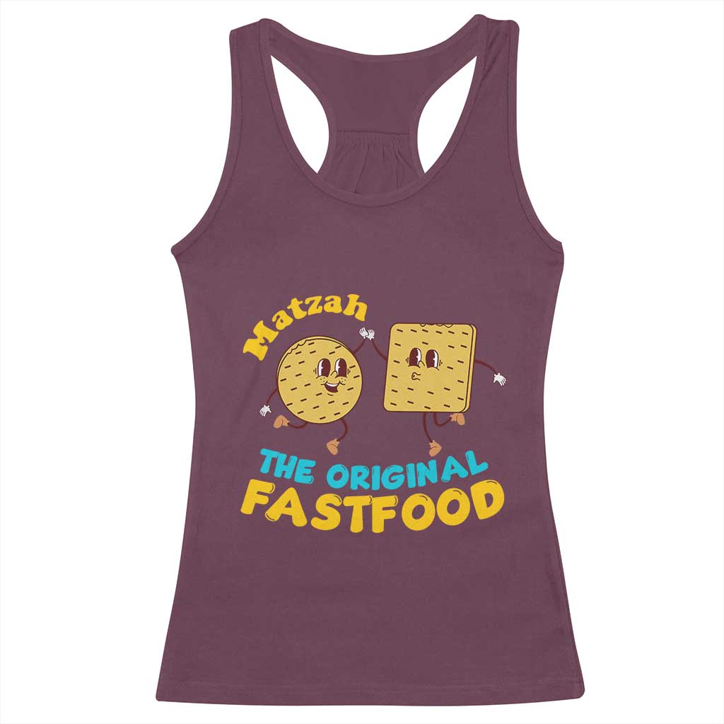 Funny Passover Matzah Racerback Tank Top The Original Fast Food Seder Jewish TS02 Maroon Print Your Wear