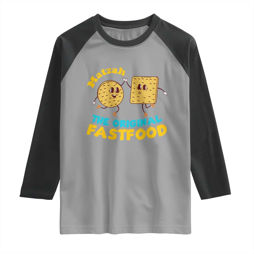 Funny Passover Matzah Raglan Shirt The Original Fast Food Seder Jewish TS02 Sport Gray Black Print Your Wear