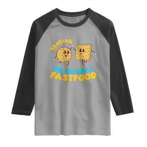 Funny Passover Matzah Raglan Shirt The Original Fast Food Seder Jewish TS02 Sport Gray Black Print Your Wear