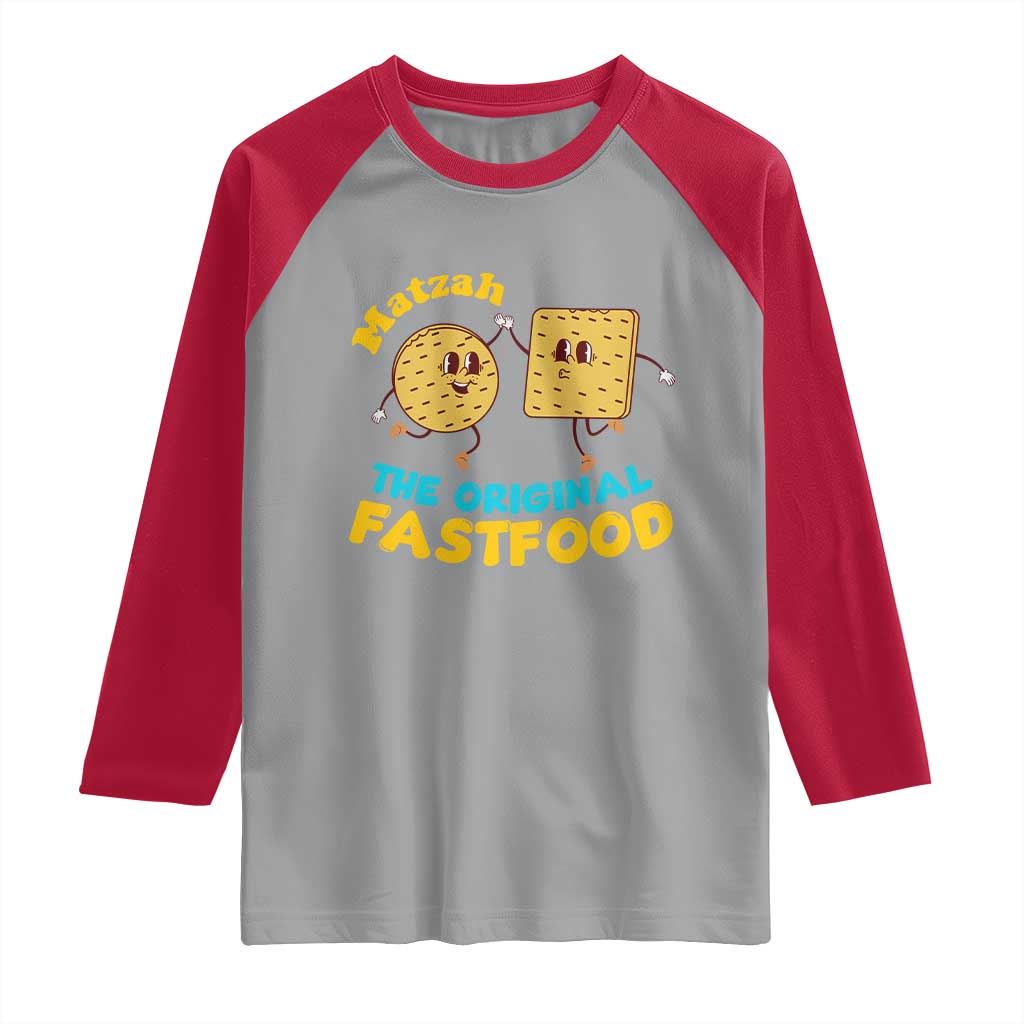 Funny Passover Matzah Raglan Shirt The Original Fast Food Seder Jewish TS02 Sport Gray Red Print Your Wear