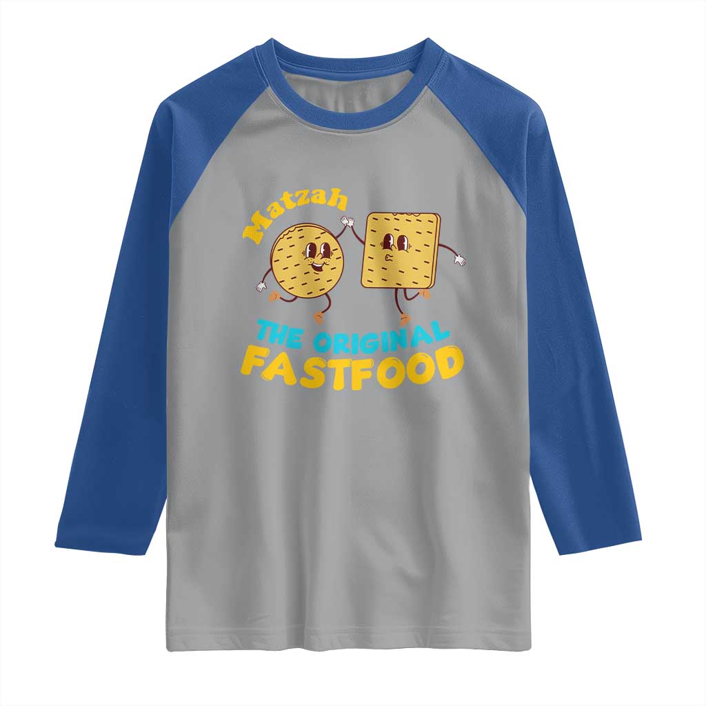 Funny Passover Matzah Raglan Shirt The Original Fast Food Seder Jewish TS02 Sport Gray Royal Print Your Wear