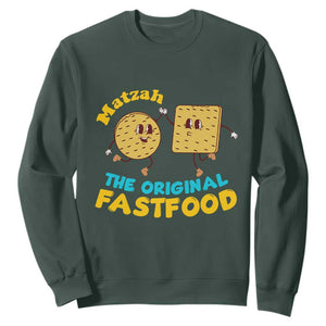 Funny Passover Matzah Sweatshirt The Original Fast Food Seder Jewish TS02 Dark Forest Green Print Your Wear