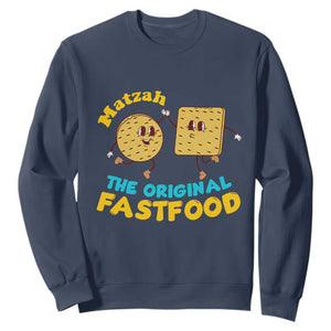 Funny Passover Matzah Sweatshirt The Original Fast Food Seder Jewish TS02 Navy Print Your Wear