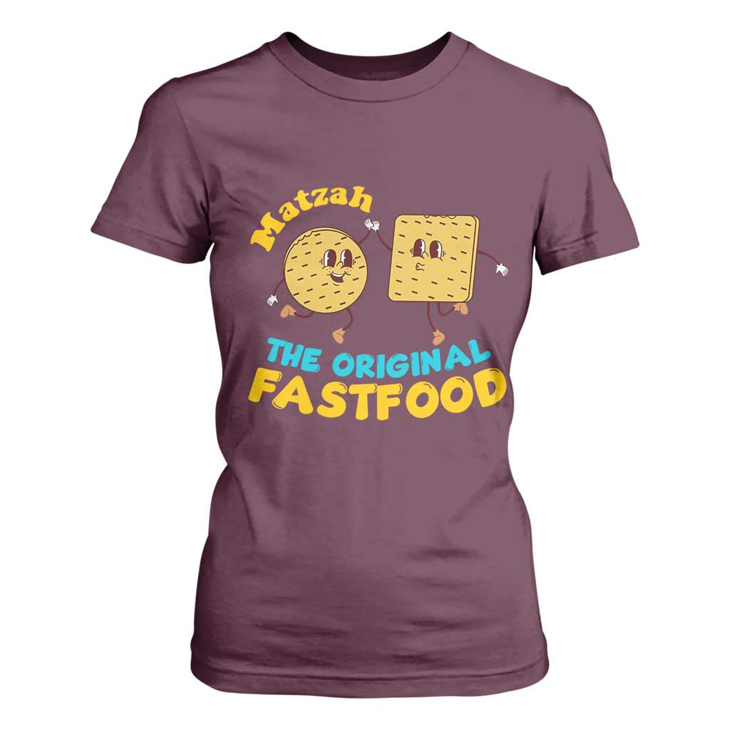 Funny Passover Matzah T Shirt For Women The Original Fast Food Seder Jewish TS02 Maroon Print Your Wear
