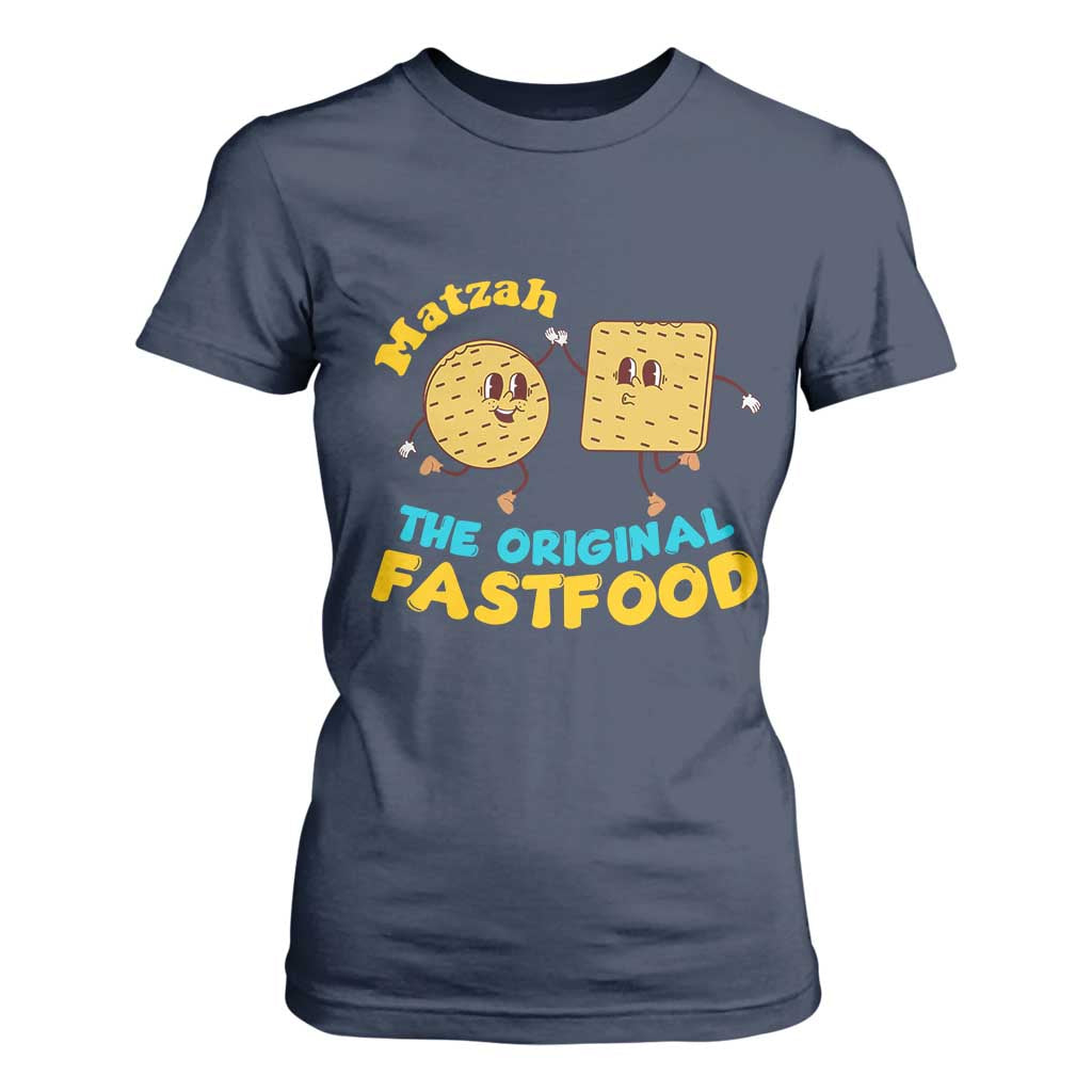 Funny Passover Matzah T Shirt For Women The Original Fast Food Seder Jewish TS02 Navy Print Your Wear