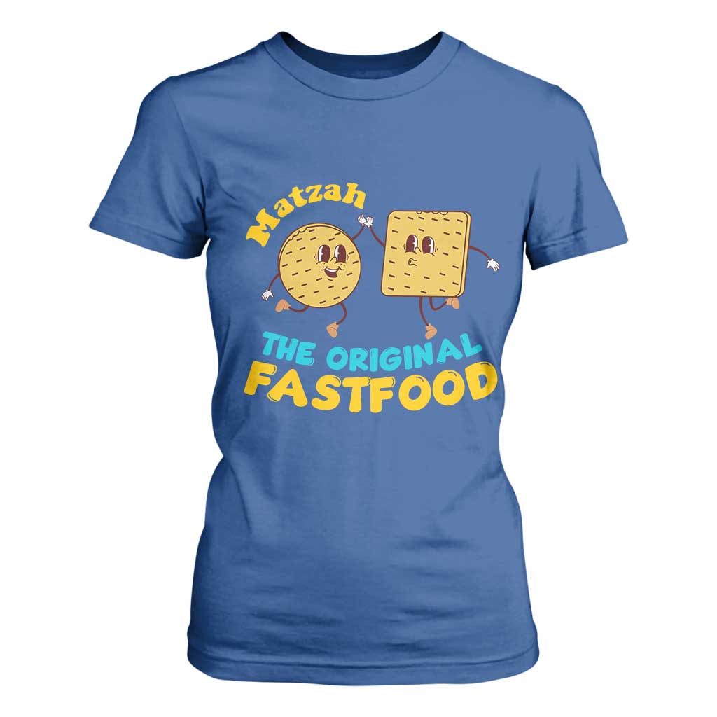 Funny Passover Matzah T Shirt For Women The Original Fast Food Seder Jewish TS02 Royal Blue Print Your Wear