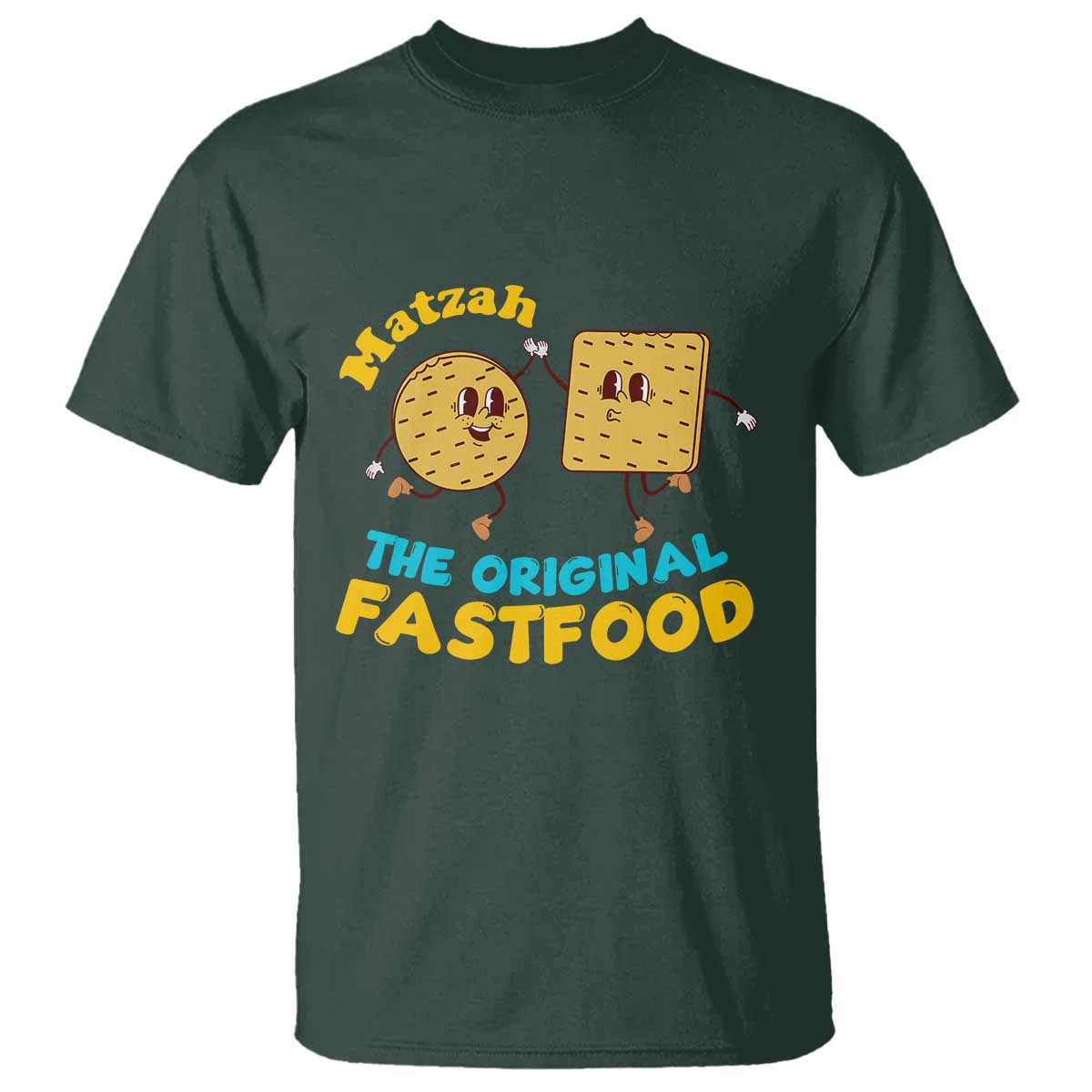 Funny Passover Matzah T Shirt The Original Fast Food Seder Jewish TS02 Dark Forest Green Print Your Wear