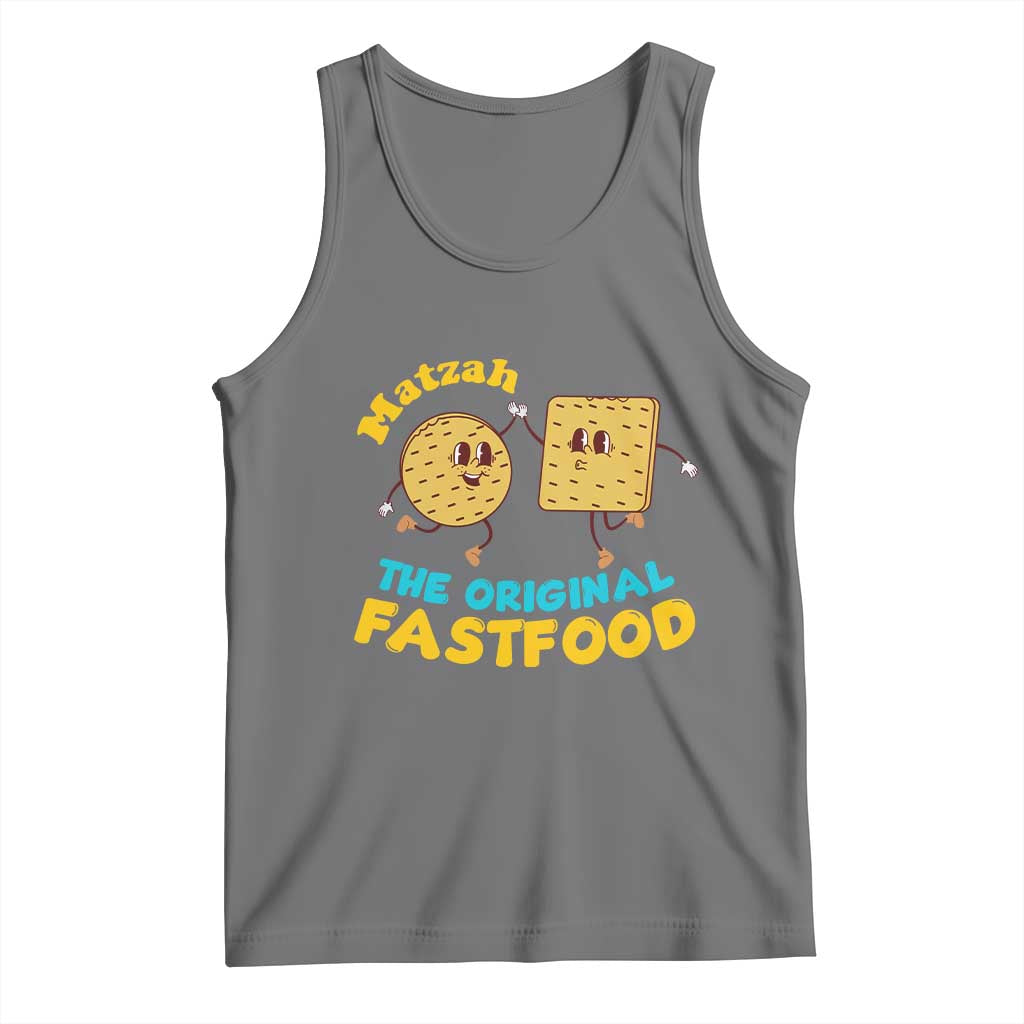Funny Passover Matzah Tank Top The Original Fast Food Seder Jewish TS02 Black Heather Print Your Wear