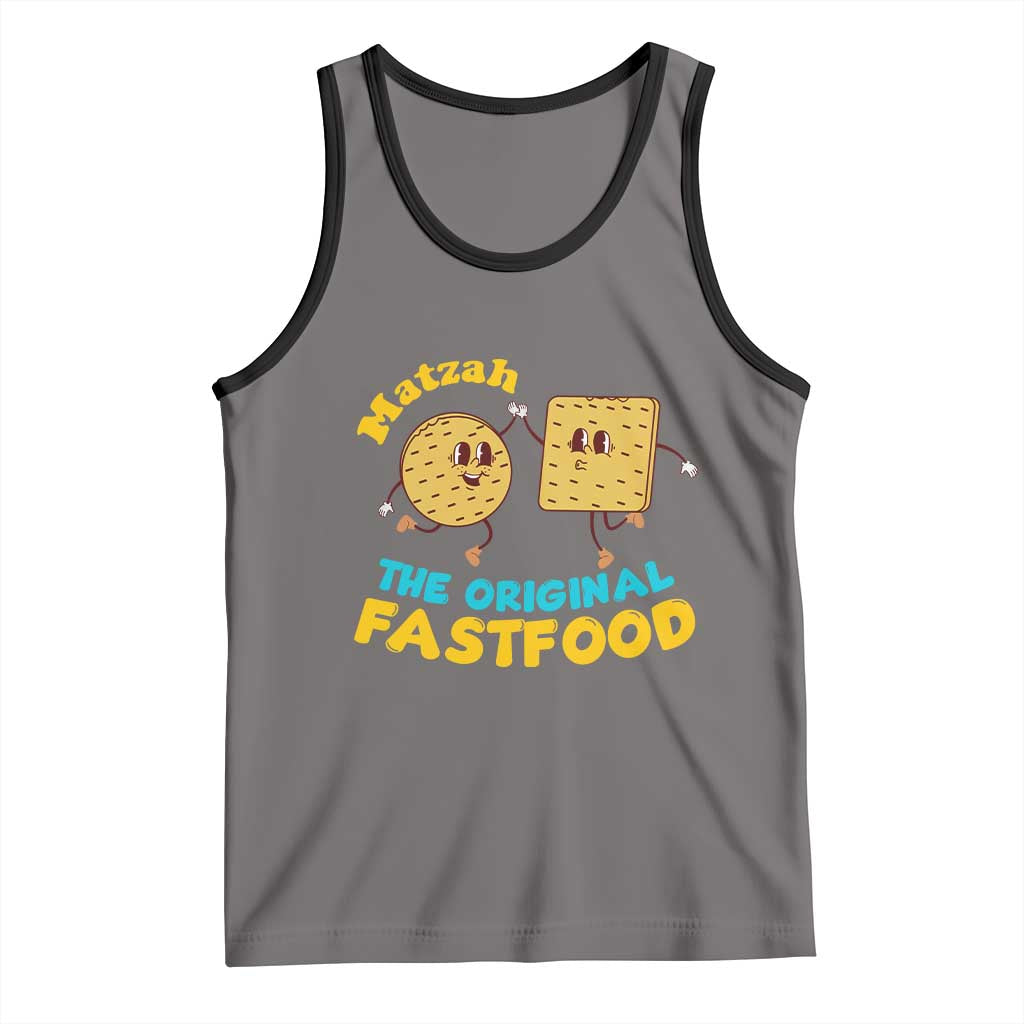 Funny Passover Matzah Tank Top The Original Fast Food Seder Jewish TS02 Deep Heather Black Print Your Wear