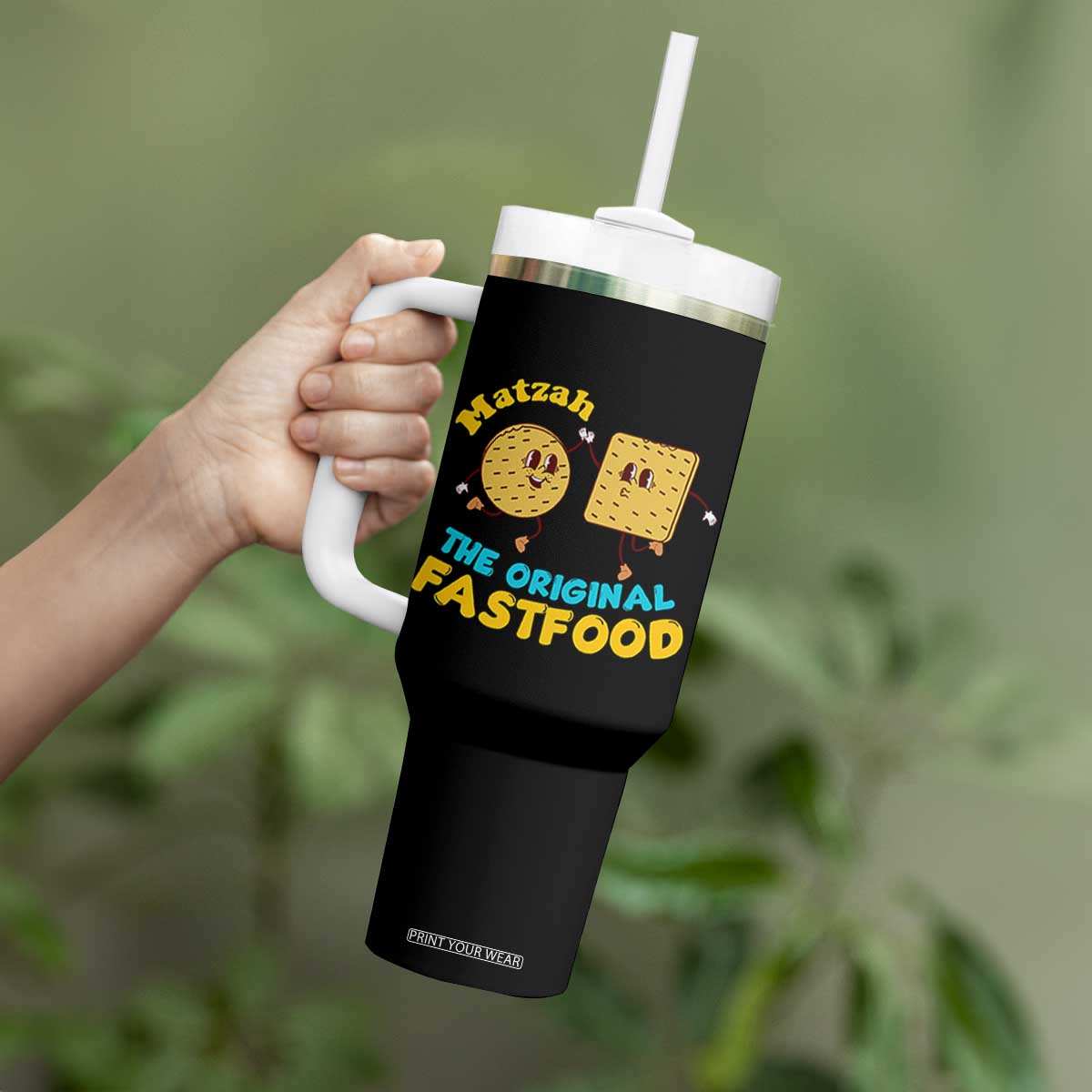 Funny Passover Matzah Tumbler With Handle The Original Fast Food Seder Jewish TS02 Print Your Wear