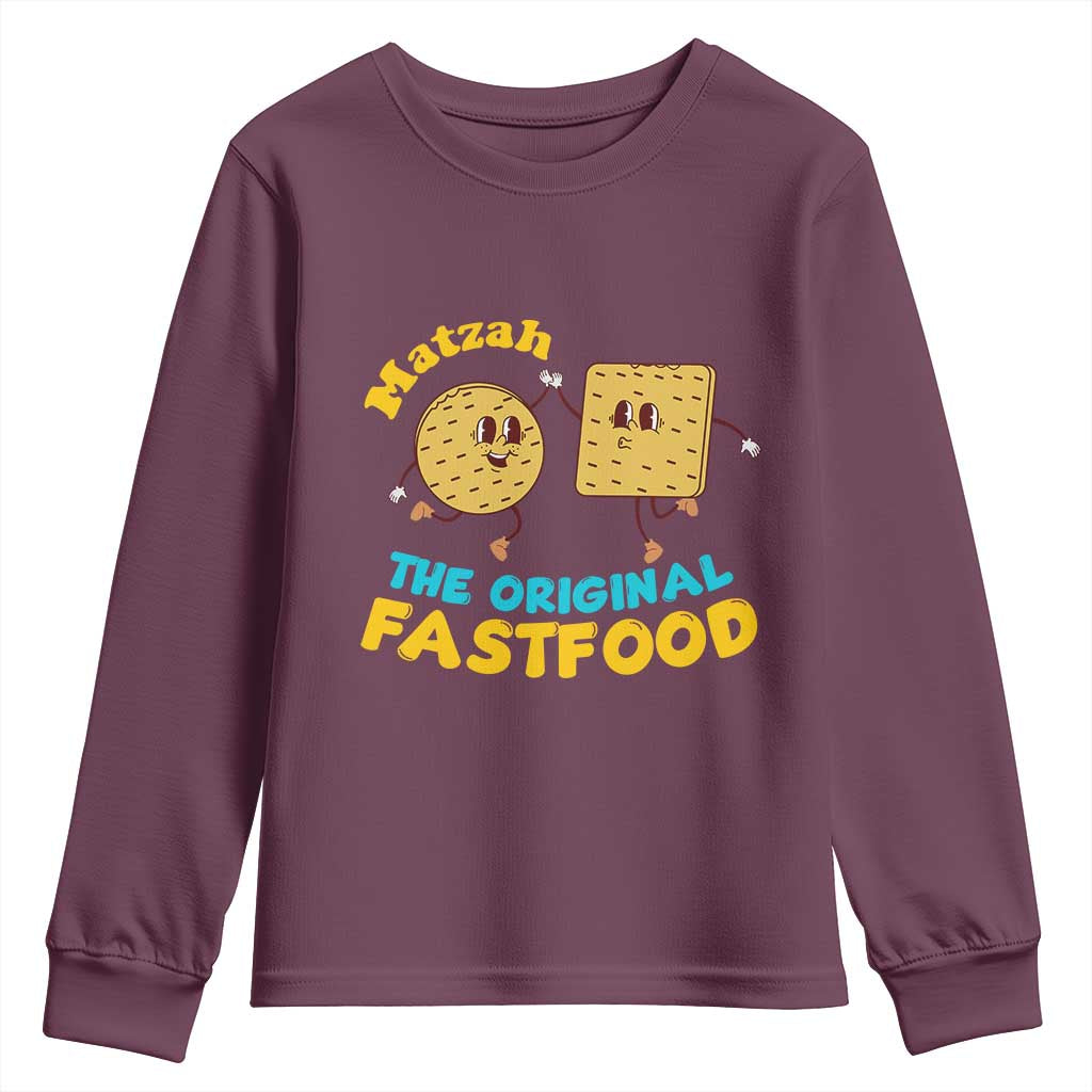 Funny Passover Matzah Youth Sweatshirt The Original Fast Food Seder Jewish TS02 Maroon Print Your Wear