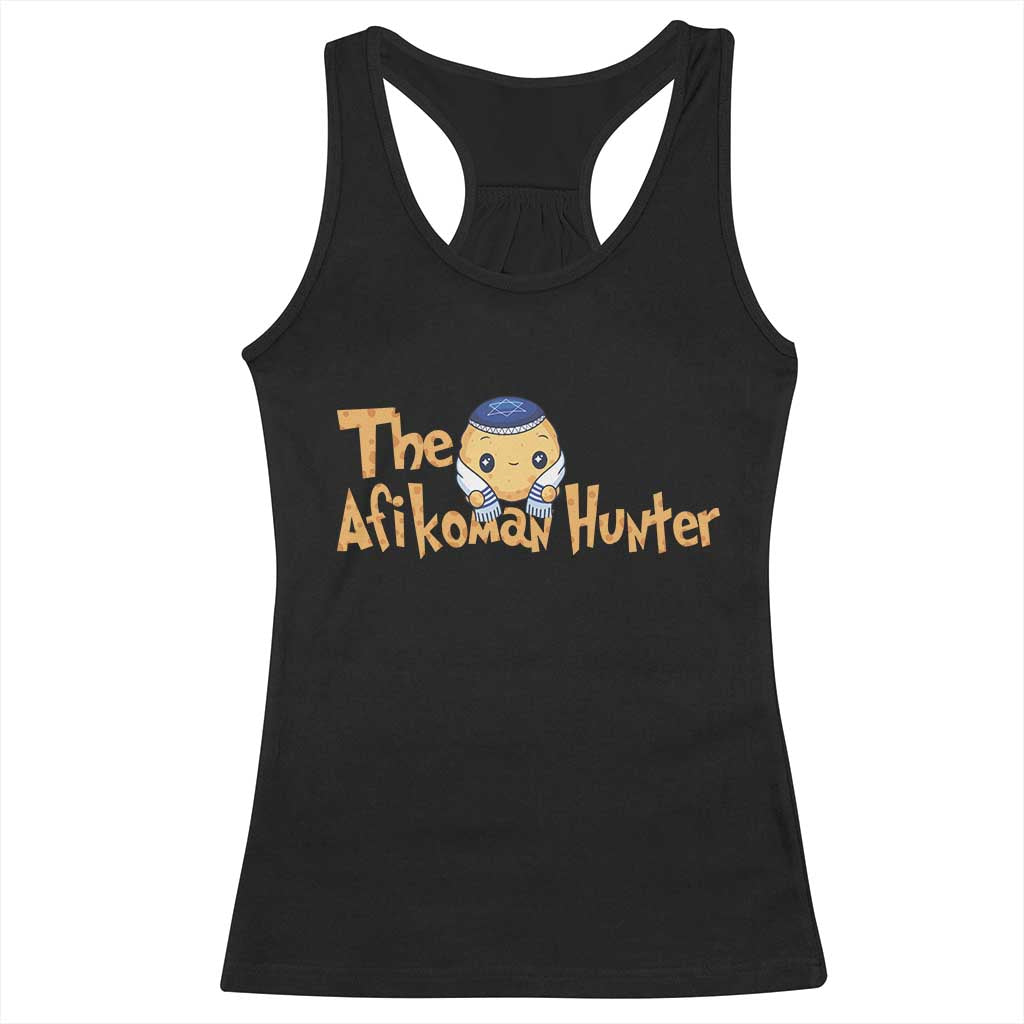 Funny Passover Racerback Tank Top Afikoman Hunter Jewish Family Seder Matzah TS02 Black Print Your Wear