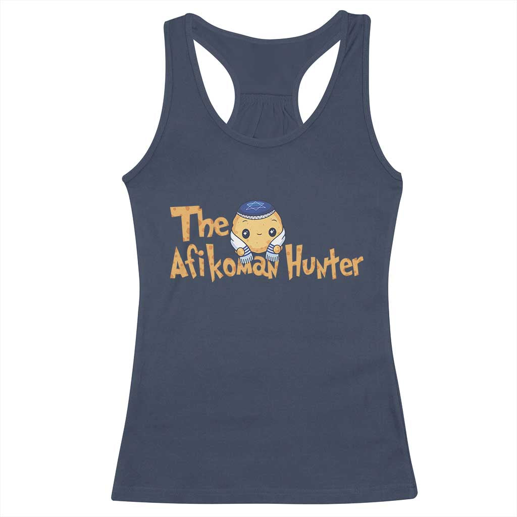 Funny Passover Racerback Tank Top Afikoman Hunter Jewish Family Seder Matzah TS02 Navy Print Your Wear