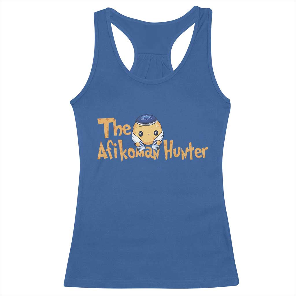 Funny Passover Racerback Tank Top Afikoman Hunter Jewish Family Seder Matzah TS02 Royal Blue Print Your Wear