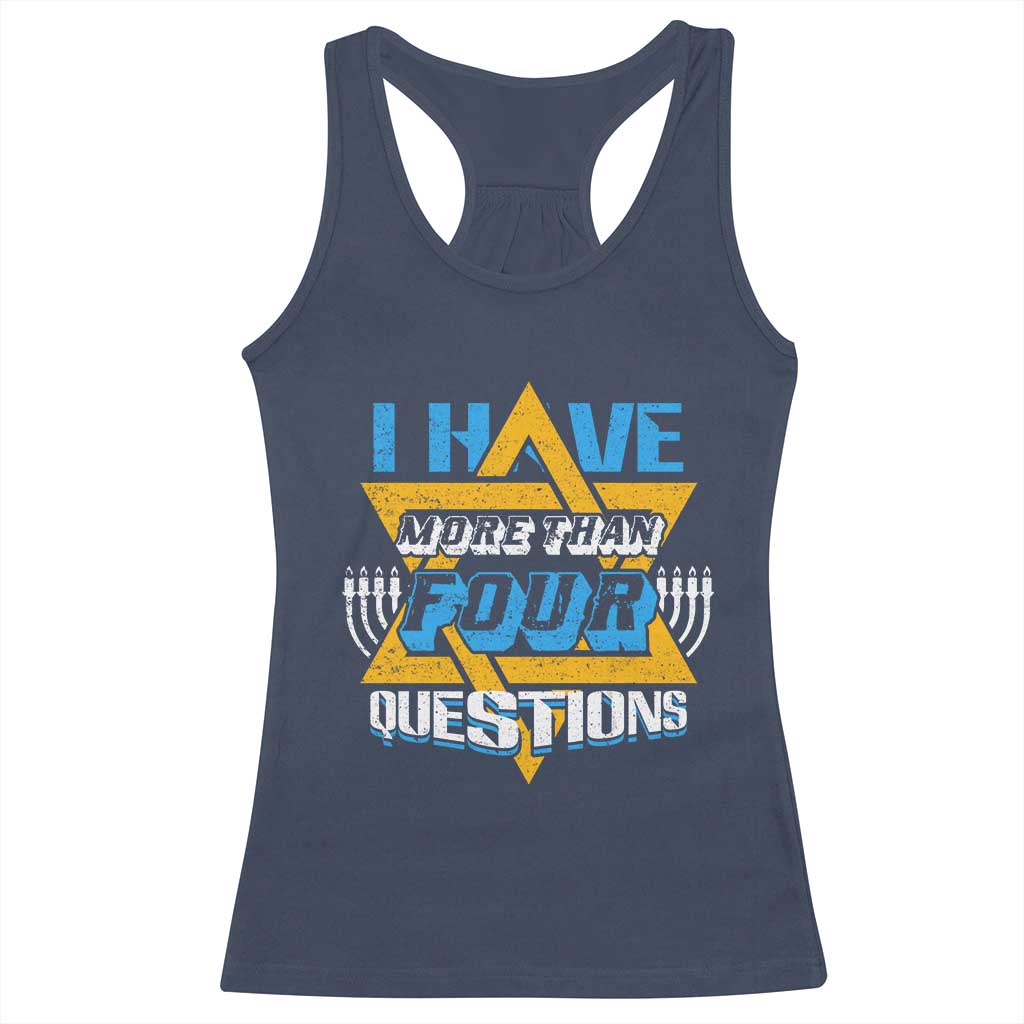 Funny Passover Racerback Tank Top Funny I Have More Than Four Questions Passover Kids TS02 Navy Print Your Wear