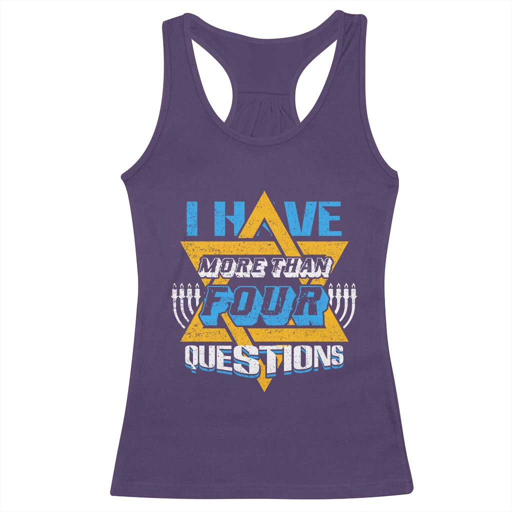 Funny Passover Racerback Tank Top Funny I Have More Than Four Questions Passover Kids TS02 Purple Print Your Wear