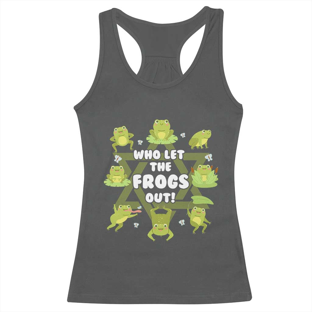Funny Passover Racerback Tank Top Who Let the Frogs Out Jewish Seder Fami TS02 Dark Heather Print Your Wear