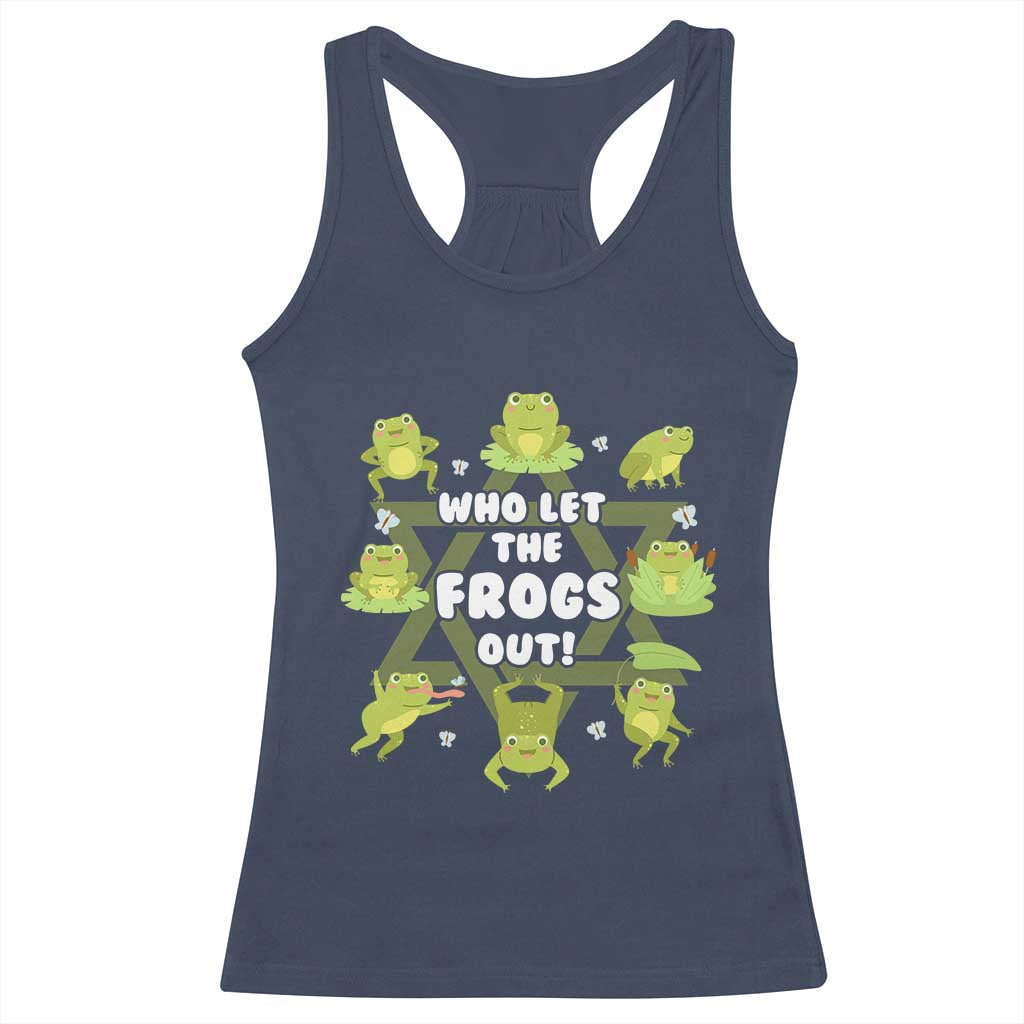 Funny Passover Racerback Tank Top Who Let the Frogs Out Jewish Seder Fami TS02 Navy Print Your Wear