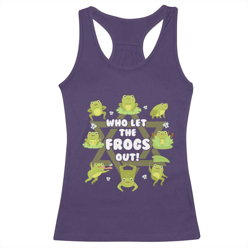 Funny Passover Racerback Tank Top Who Let the Frogs Out Jewish Seder Fami TS02 Purple Print Your Wear