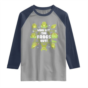Funny Passover Raglan Shirt Who Let the Frogs Out Jewish Seder Fami TS02 Sport Gray Navy Print Your Wear