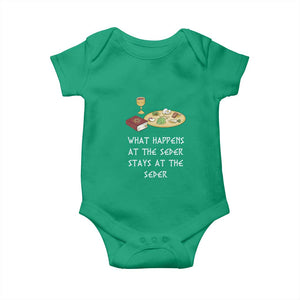 Funny Passover Seder Baby Onesie What Happens At The Seder Stays At The Seder Jewish Holiday TS02 Irish Green Print Your Wear