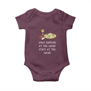 Funny Passover Seder Baby Onesie What Happens At The Seder Stays At The Seder Jewish Holiday TS02 Maroon Print Your Wear