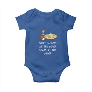 Funny Passover Seder Baby Onesie What Happens At The Seder Stays At The Seder Jewish Holiday TS02 Royal Blue Print Your Wear