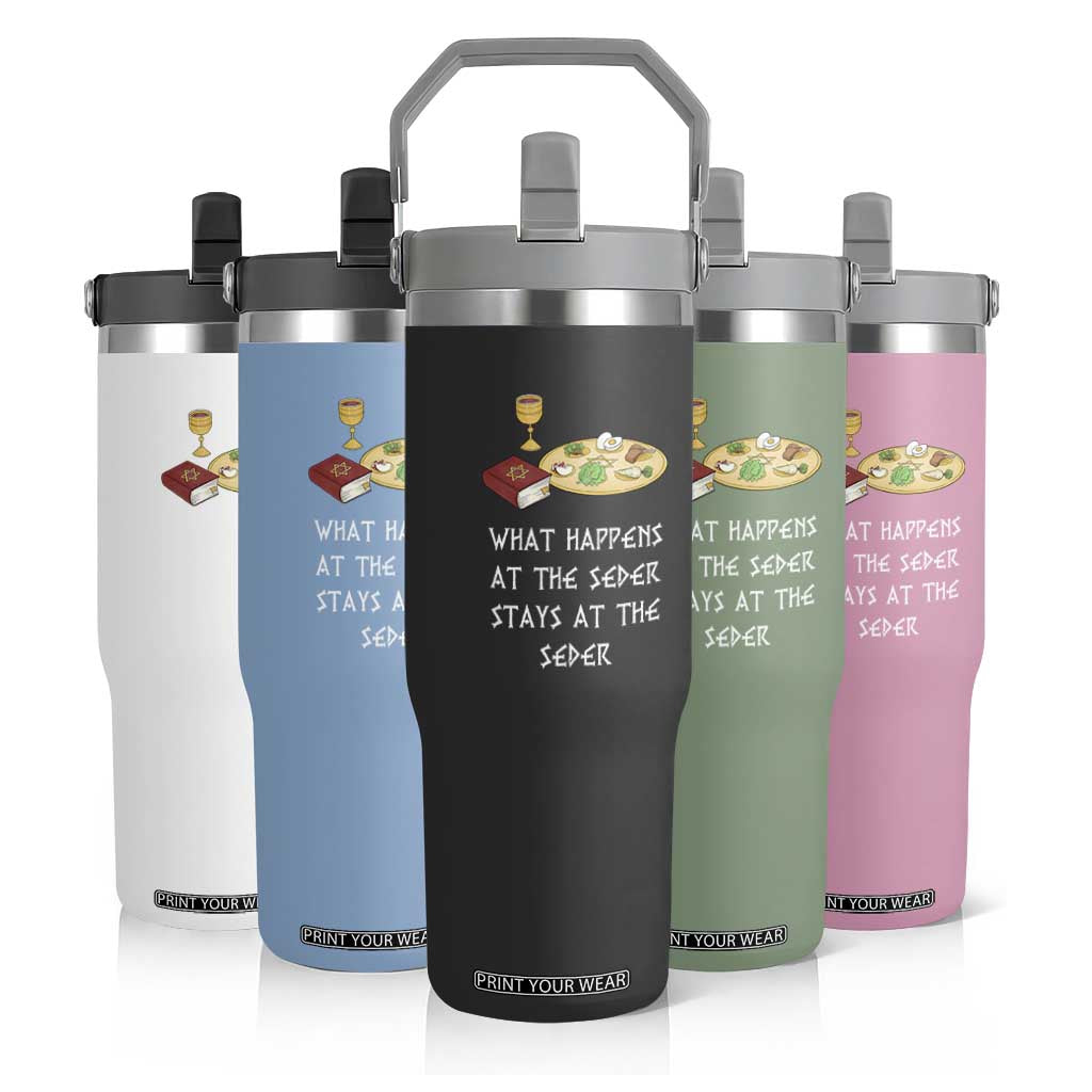Funny Passover Seder Flip Straw Tumbler What Happens At The Seder Stays At The Seder Jewish Holiday TS02 Print Your Wear