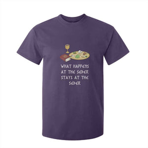 Funny Passover Seder T Shirt For Kid What Happens At The Seder Stays At The Seder Jewish Holiday TS02 Purple Print Your Wear