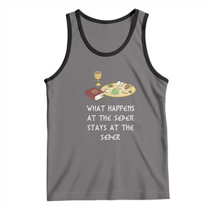 Funny Passover Seder Tank Top What Happens At The Seder Stays At The Seder Jewish Holiday TS02 Deep Heather Black Print Your Wear