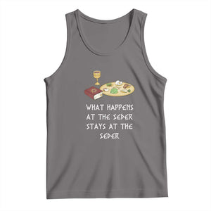 Funny Passover Seder Tank Top What Happens At The Seder Stays At The Seder Jewish Holiday TS02 Deep Heather Print Your Wear