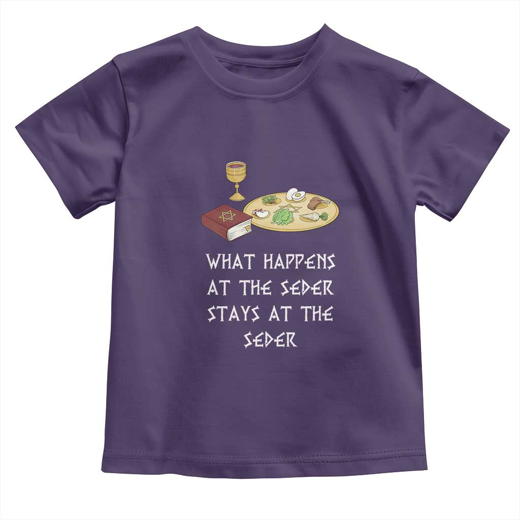 Funny Passover Seder Toddler T Shirt What Happens At The Seder Stays At The Seder Jewish Holiday TS02 Purple Print Your Wear